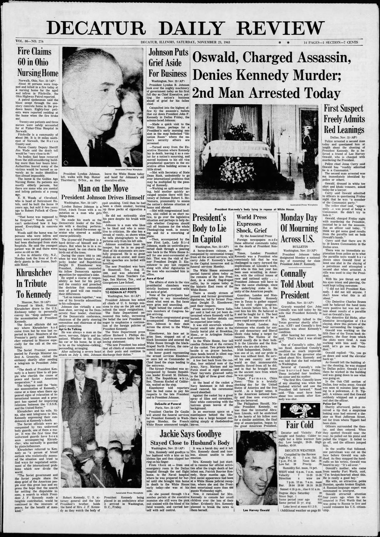 Nov. 22, 1963, Decatur Daily Review, A1